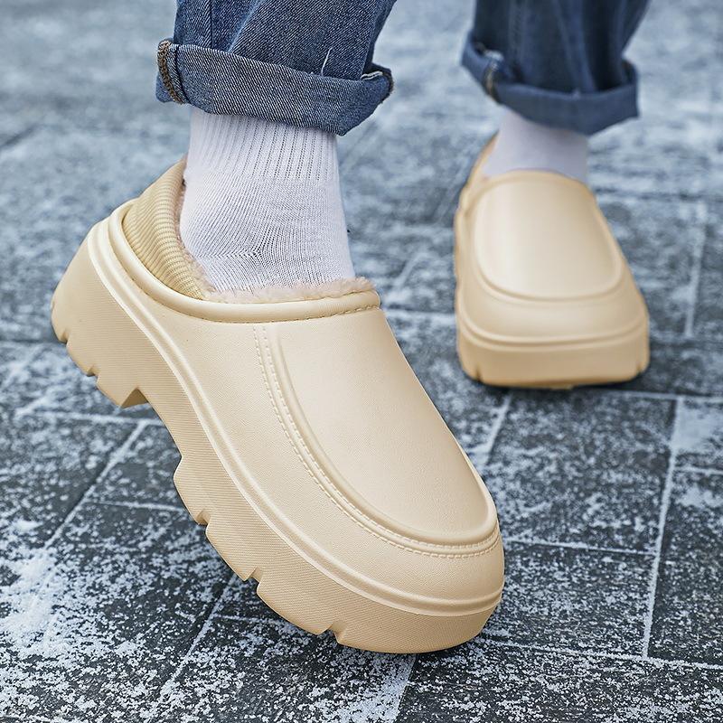 Теплая зимняя хлопковая обувь, женские теплые меховые домашние тапочки, нескользящие плюшевые тапочки из ЭВА, домашние тапочки для пар с толстой подошвой, шлепанцы