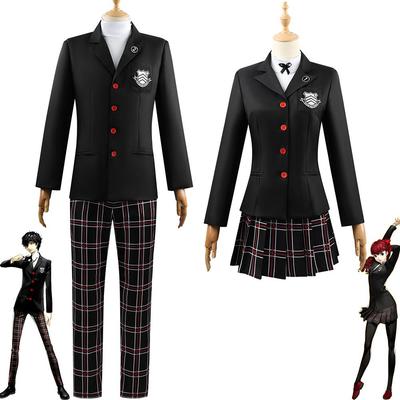 Игра Persona 5 Рен Амамия Акира Курусу Костюм Косплей Мужская Школьная Форма Унисекс Костюм на Хэллоуин Пальто Вечеринка Черный Комплект Формы