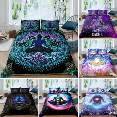 Пододеяльник Bohemian Chakra Meditation Relax Theme Yoga Комплект постельного белья Exotic Mandala Lotus Покрывало для одеяла Full King Спальня Декор