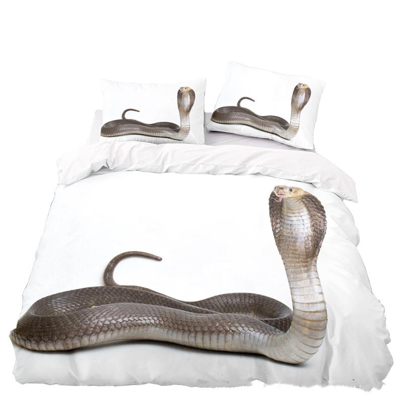 Snake Duvet Cover 3D Reptile Print Bedding Set Queen Size For Kids Adults Living Room Decor Green Snake Cobra Comforter Cover
