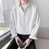 Striped Shirt Men's Loose Casual Coat Lapel Button Long-sleeved Cardigan Formal Top