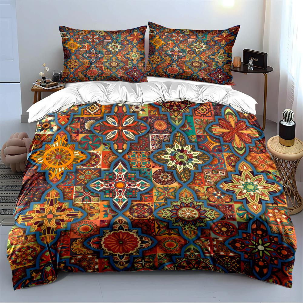 Colorful Geometric Floral Bedding Set Bedding set (1 duvet cover, 2 pillowcases, duvet not included)