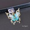 Glitter Butterfly Phone Dust Plug Accessories Decoration Hanging Pendant For Iphone For Samsung Type-C Charging Port