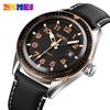 Skmei Watch Black Leather Strap Big Face Simple Hand Watch Waterproof Brand Analog Business Stylish Casual Luminous Arabic Numerals Date Watch Luxury