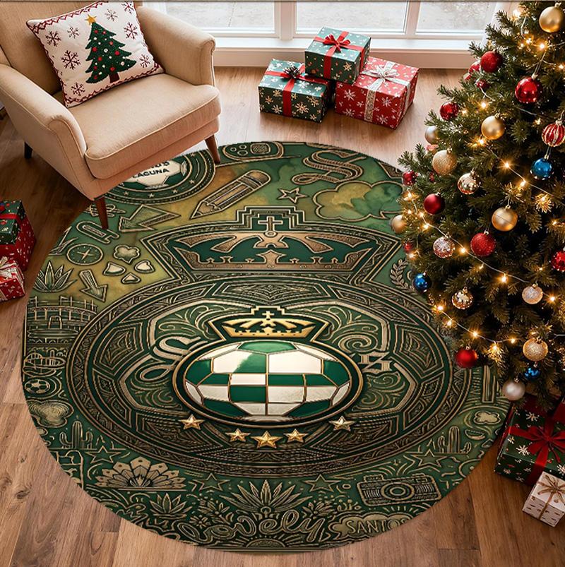 Club Santos Laguna Pattern Round Rug, Indoor/Outdoor Mat, for Picnic, Gameroom, Bedroom, Office, Living Room, Home Decor Carpet, Birthday Gift