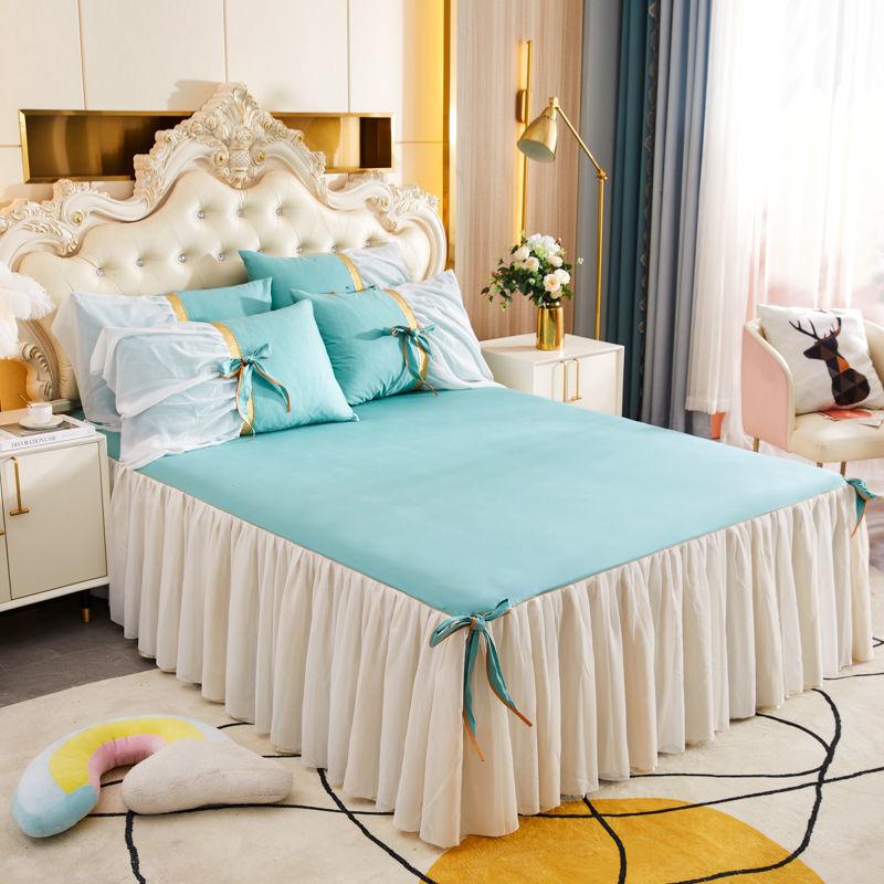 100% хлопчатобумажная ткань, кружевное покрывало принцессы, королевский размер, юбка-кровать с наволочкой, 1 юбка-кровать + 2 наволочки