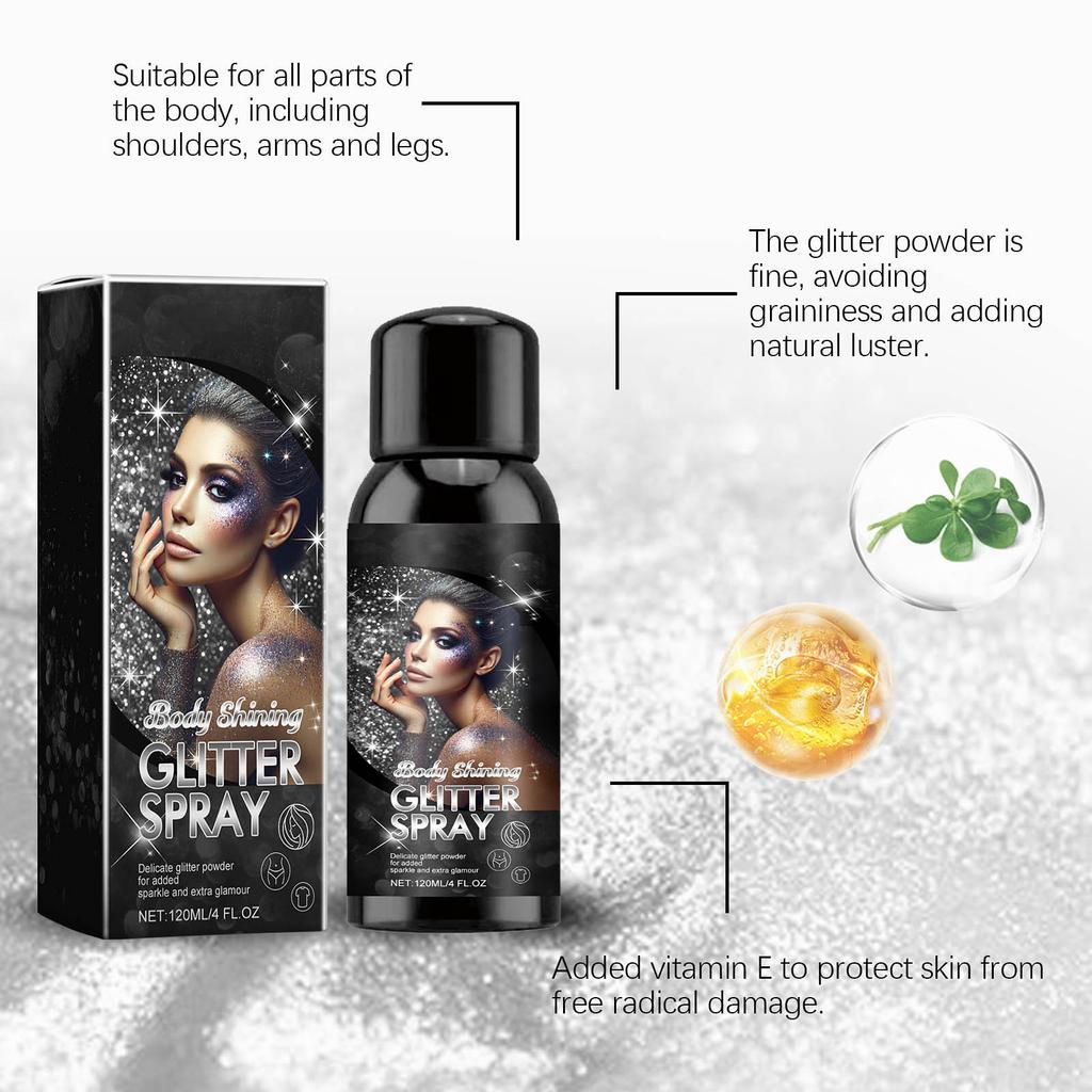 Блестящий спрей с блестками, долговечный спрей с блестками для волос, тела, кожи и одежды, водостойкий и приятный для кожи, 120 мл
