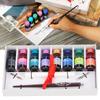 Dip Pen 8-Color Ink Wooden Pole Calligraphy Fountain Pen Gift Box Set with Replaceable Nib
