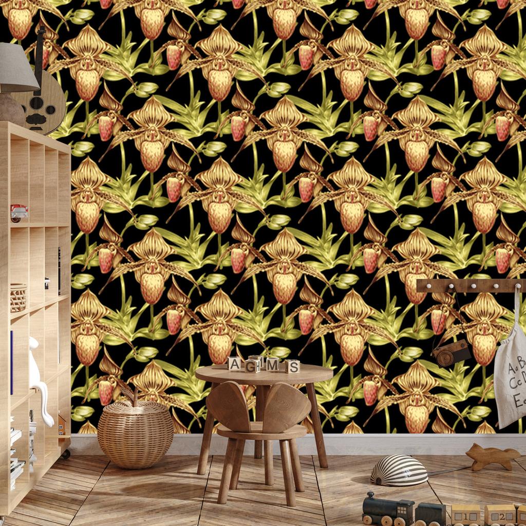 Tropical Flowers with Leaves Wallpaper for Living Room and Bedroom 50x1000