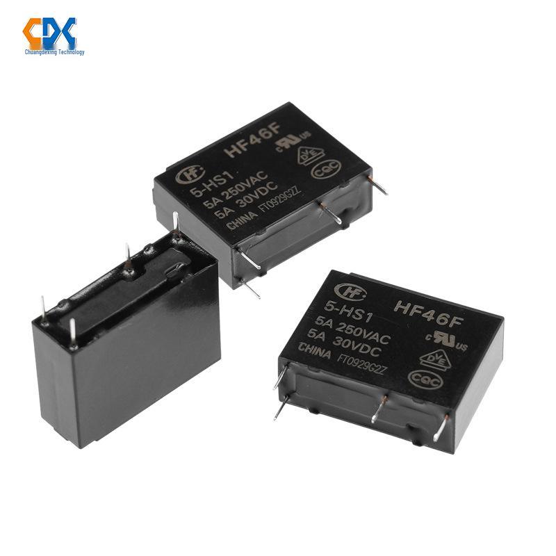 Реле Hongfa Серия HF46F: Нормально разомкнутый, 4 контакта, 5А (Модели: HF46F/12-HS1, HF46F/5-HS1, HF46F/24-HS1)