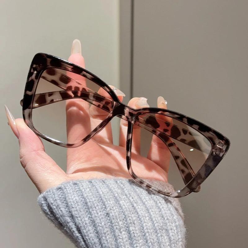 Fashion Street Shooting Cat Eye Sunglasses Photo Props Leopard Square Frame Sun Glasses Uv400 Protection Eyewear For Women