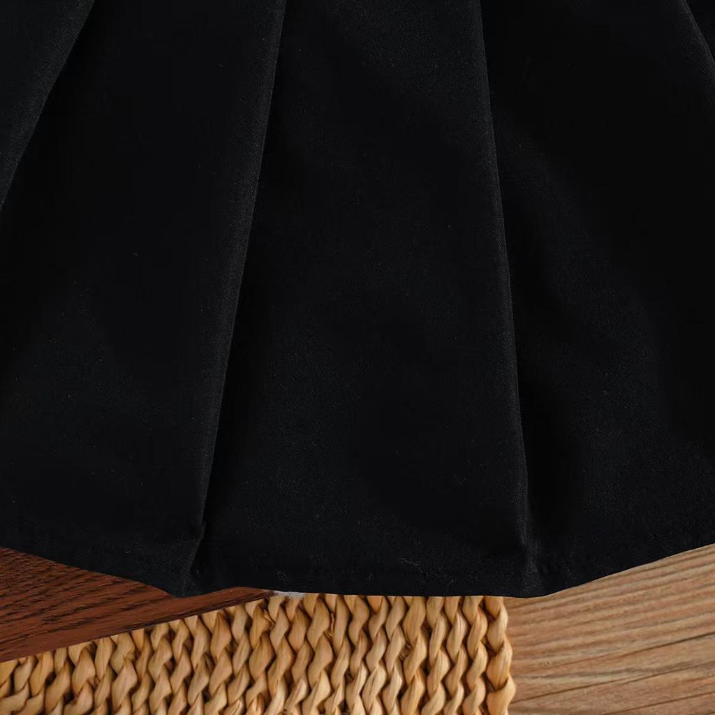 Детская одежда 6 месяцев-2 года для девочек, белый сетчатый топ + белый жилет + черная плиссированная юбка, костюм для отдыха