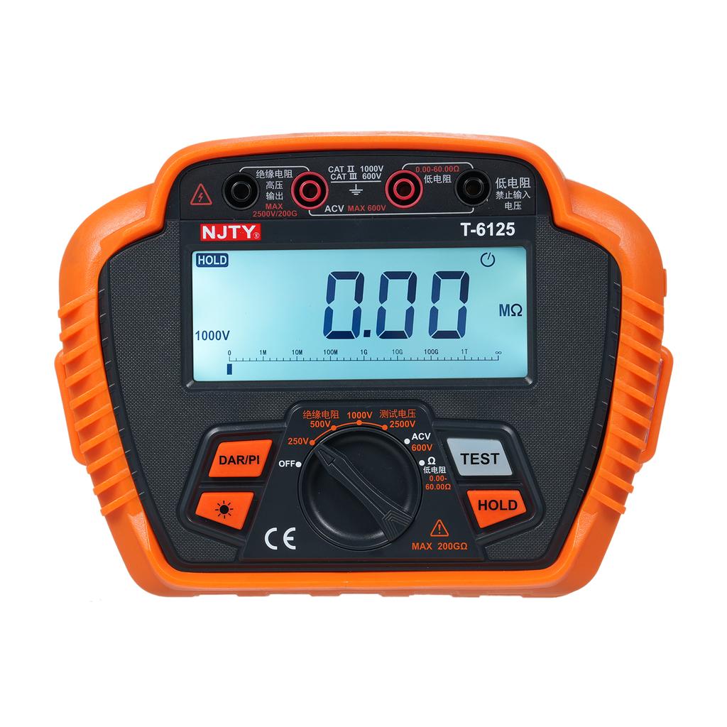 NJTY Insulation Resistance Tester 2500V Digital Megohmmeter MAX 200G Ohm  Measuring Low Resistance