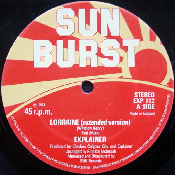 12inch Record EXPLAINER - Lorraine (Extended Version) EXP112 Sun Burst 1982 UK Reggae, Ska & Dub Used