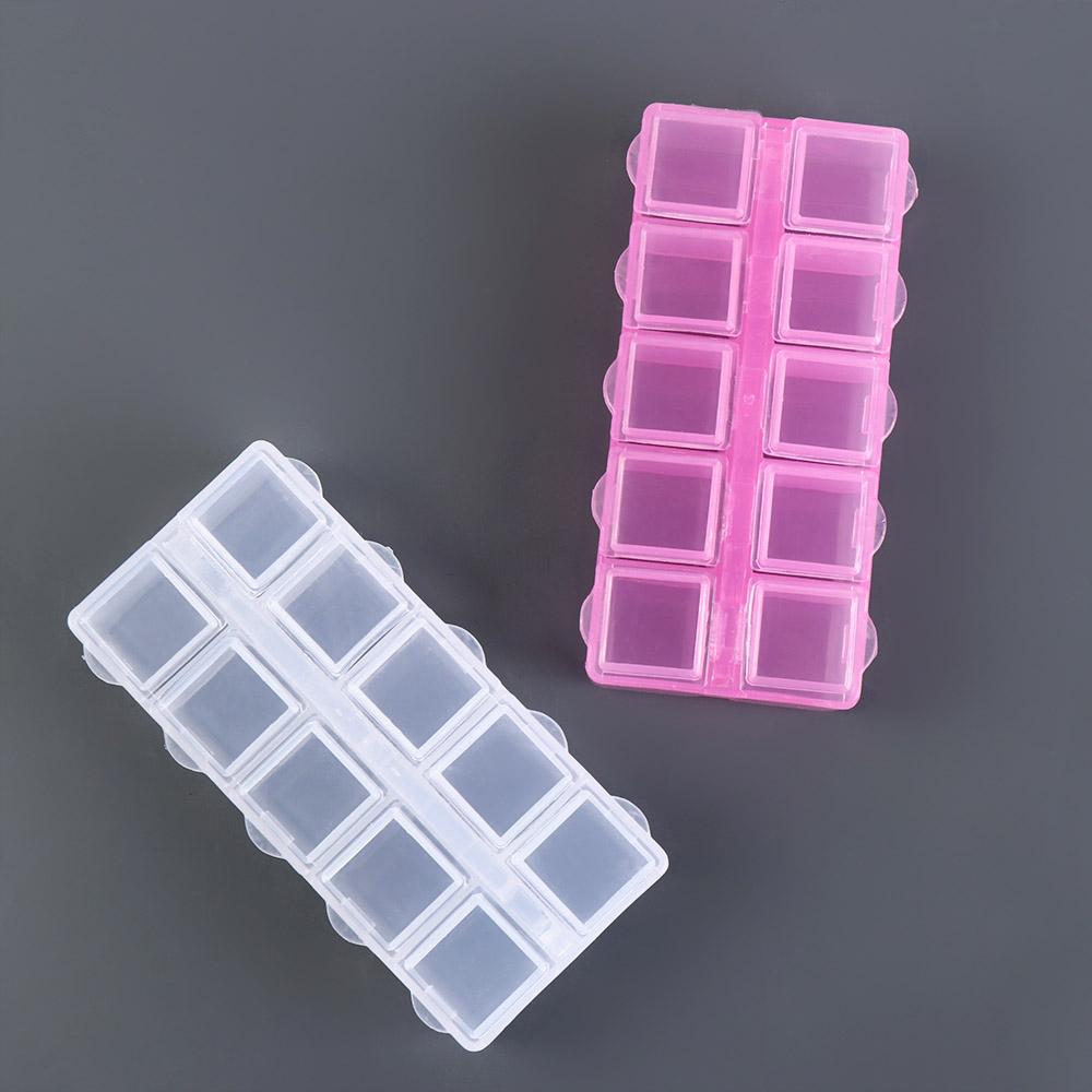 Transparent Bead Organizer Plastic Storage Boxes Simplicity 10 Grid Square Box Storage