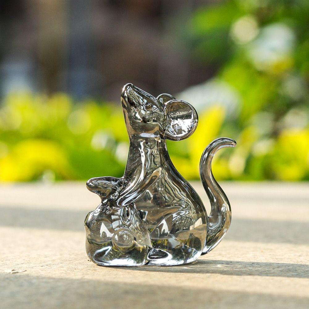 Lucky Mouse Rat Figurine Exquisite Table Ornaments Birthday Keepsake Crystal Rat Ornament  Desktop