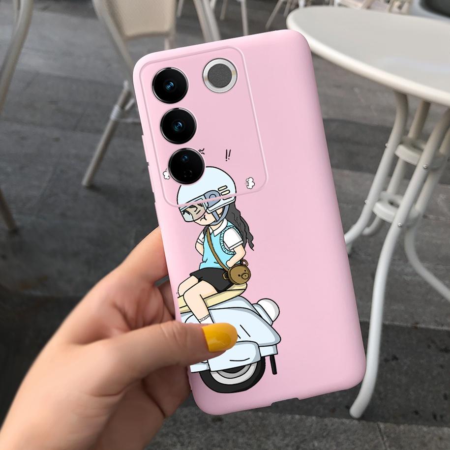 Чехол для Vivo V27 Pro Задняя крышка для Vivo V27e Модный чехол-фунда конфетного цвета с рисунком для Vivo V27 5G V 27e V27Pro V2237 V2230 Мягкий чехол