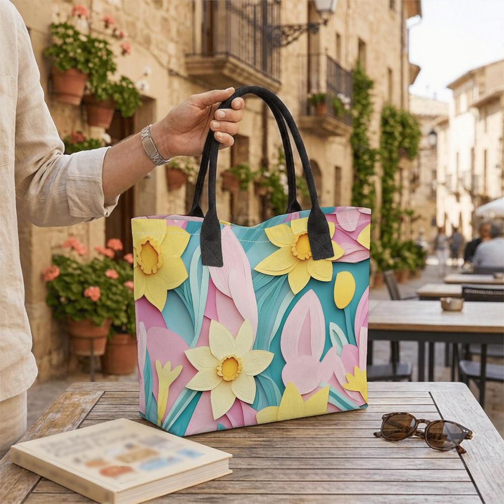 Floral Tote Bag Large Capacity Handbag for Daily Use