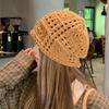 ins knitted hollow stack hat women's autumn and winter new versatile sweet cold hat elegant temperament bag head hat