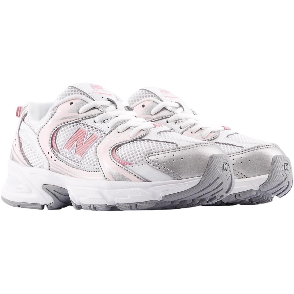 New Balance NB 530 Дышащая поддержка Низкие детские кроссовки для бега Белый/Розовый/Серебристый Унисекс GR530EC