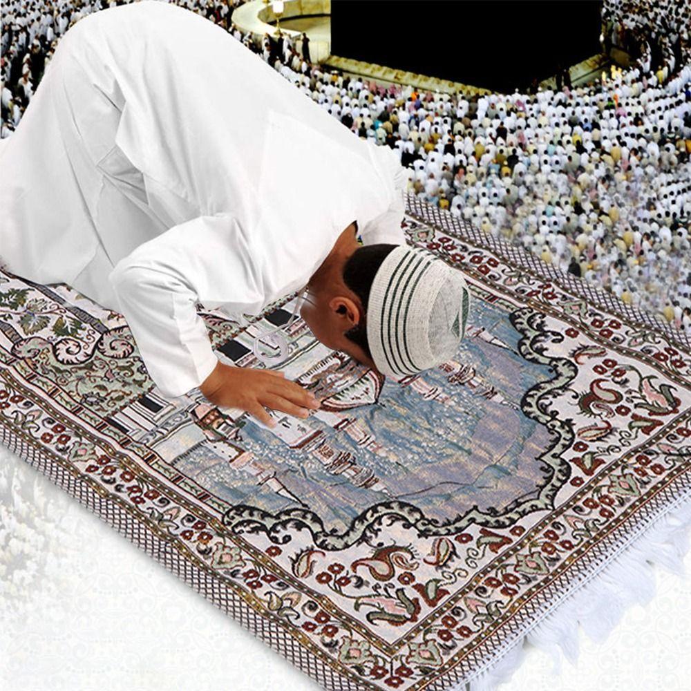 Ethnic Style Portable With Tassel Islamic Carpet Liturgical Mat Ramadan Mat Muslim Prayer Rug