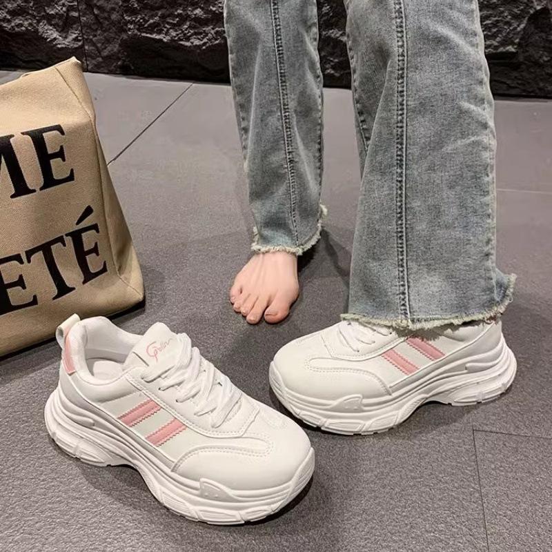 Женские белые туфли на толстой подошве, весенние повседневные туфли с увеличением роста, универсальные и легкие спортивные туфли