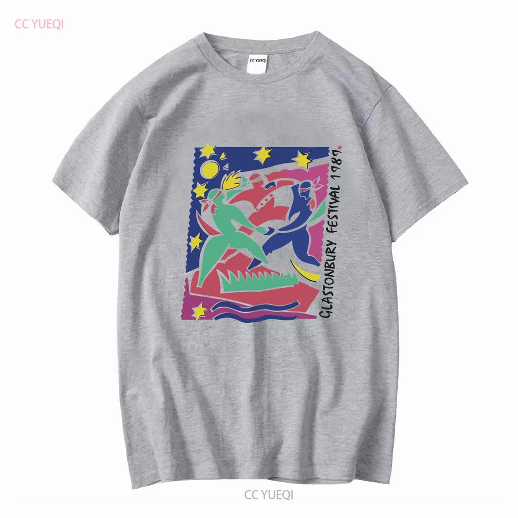 Vintage Glastonbury Music Festival 1989 Rare Retro T Shirt sz M long or short sleeves vintage Washed fashion Breathable