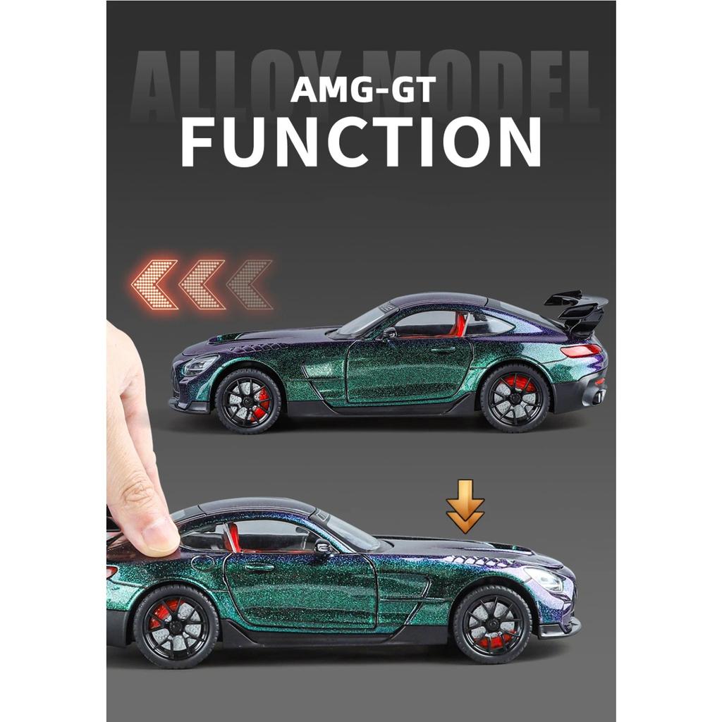 1/24 Mercedes Benzs AMG GT Alloy Miniature Car Diecast Metal Scale Model Car Sound and Light Collection Children Toy Vehicles Gifts