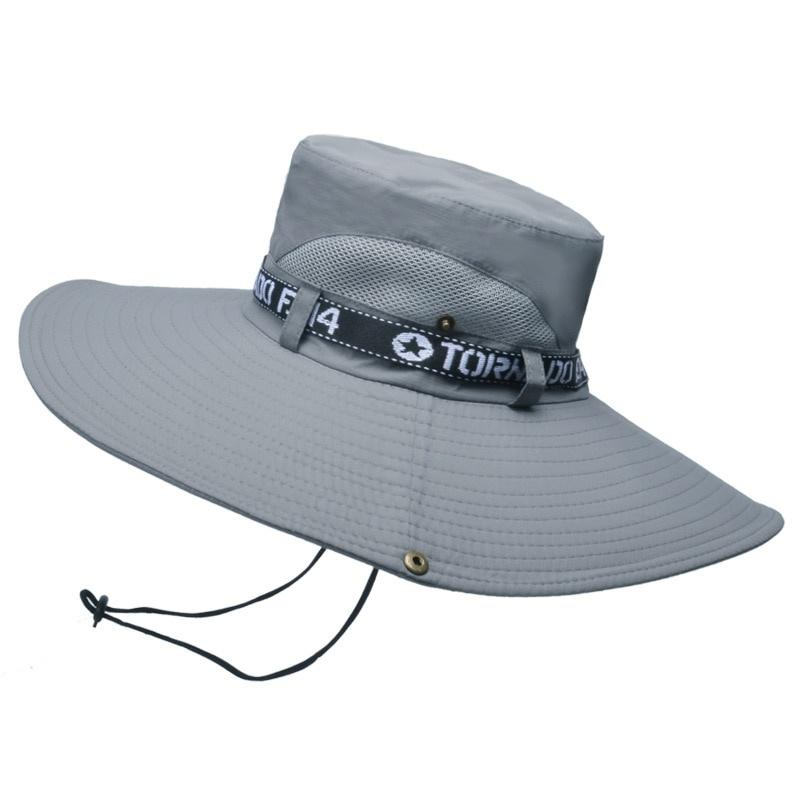 OLIKEI Men's Summer Sun Hats Large Brim Fisherman Hat Outdoor Hiking Cap Sun Protection Anti-UV Bucket Hat Fashion Waterproof Quick Dry Cowboy Hat