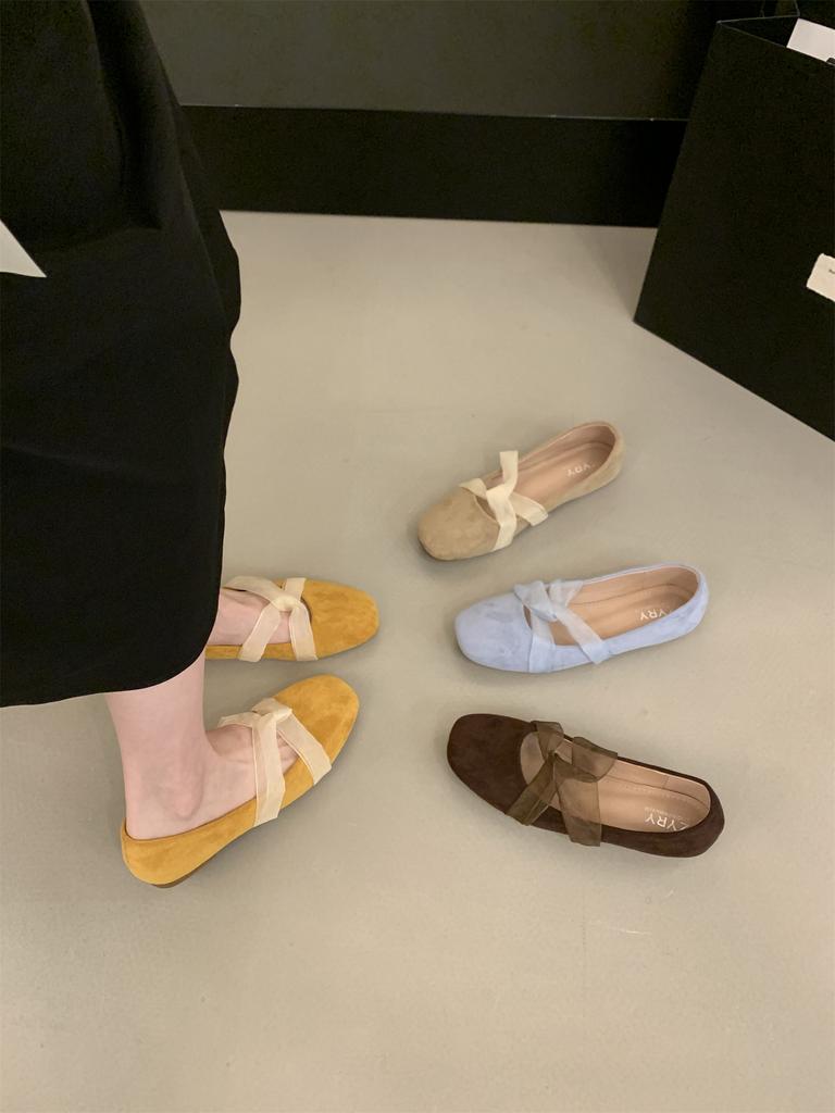 2025 Новые Милые Симпатичные Удобные Туфли Для Женщин Летние Лоферы с Бантиком Милые Повседневные Балетки Женская Обувь На Низком Каблуке Балетки на Мягкой Подошве