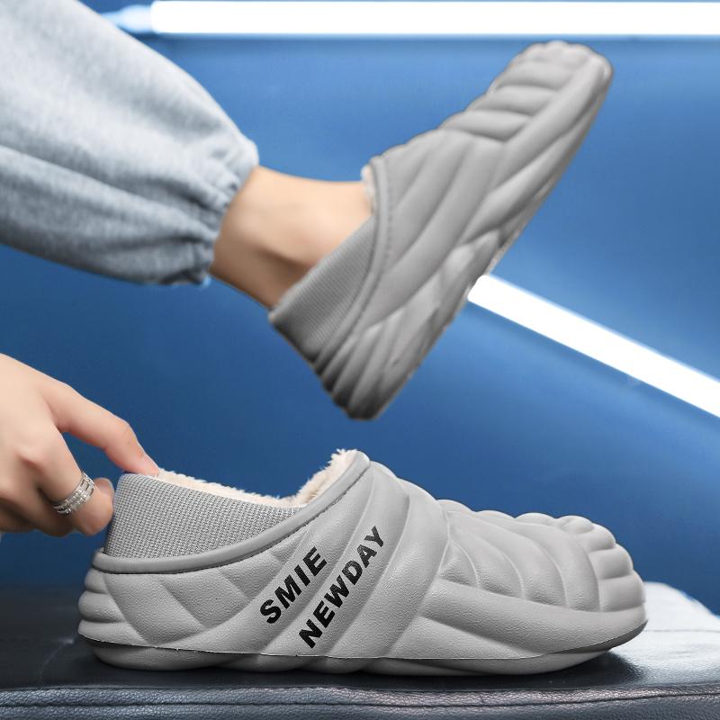 Теплая зимняя хлопковая обувь, женские теплые меховые домашние тапочки, нескользящие плюшевые тапочки из ЭВА, домашние тапочки для пар с толстой подошвой, шлепанцы