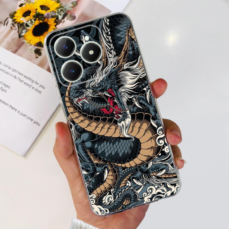 For Realme C63 4G Case RMX3939 Cover 6.75" Popular Flower Soft Silicone Clear Phone Case For Realme C61 C 61 RealmeC63 4G Bumper
