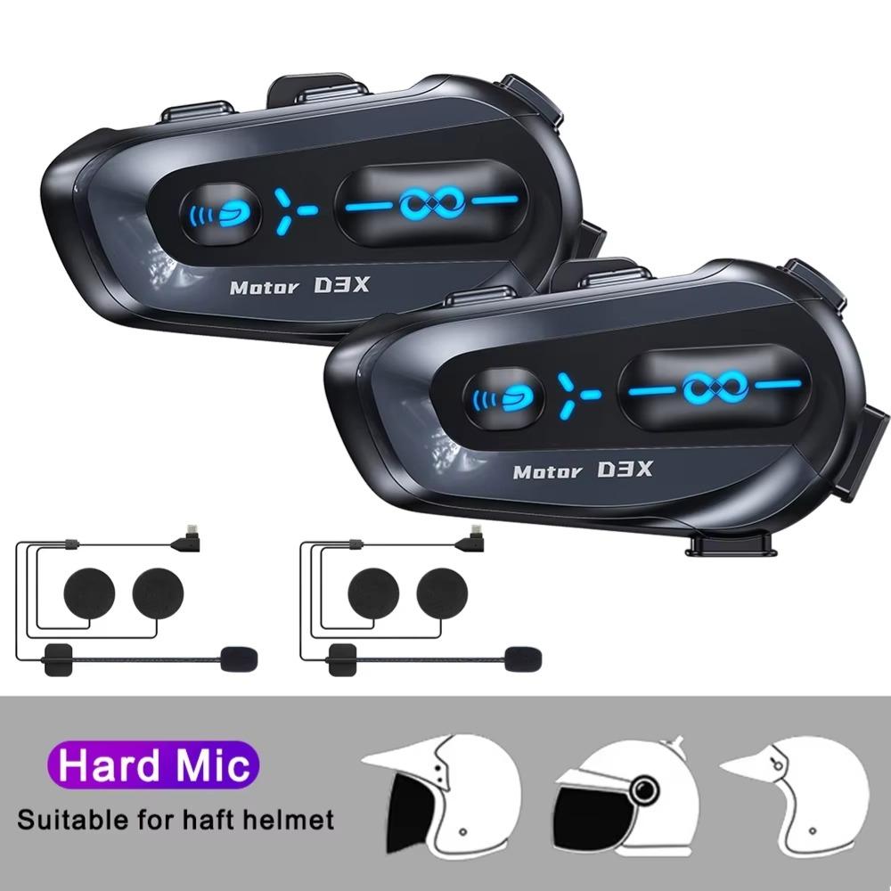 600M Intercom Bluetooth 5.3 EDR Helmet Headset with Music Sharing Motorcycle Wireless Earphone Hands-free Call Anti-interference Headphone for 6 Rider