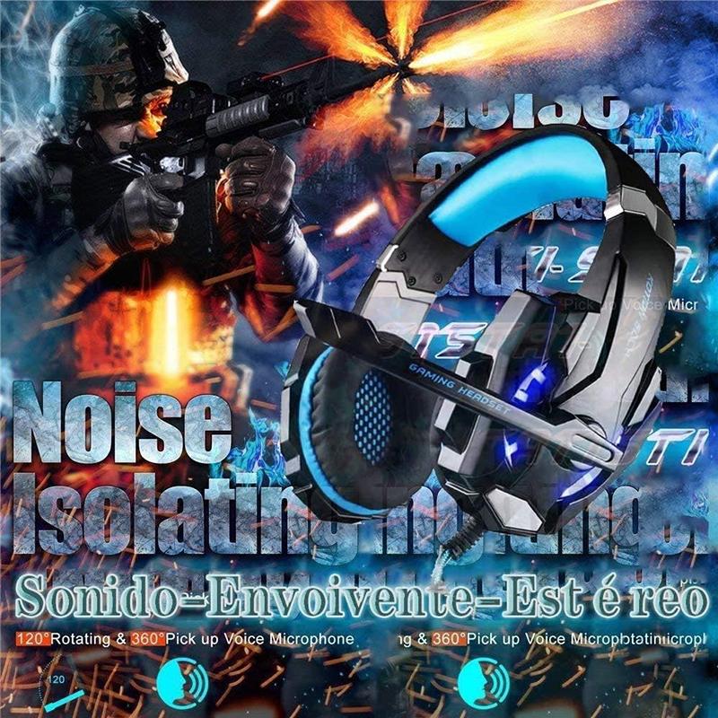 Игровая стереогарнитура G9000 для PS4, PS5, ПК, Xbox One, накладные наушники с шумоподавлением и микрофоном, светодиодная подсветка, объемный бас, мягкие наушники с памятью