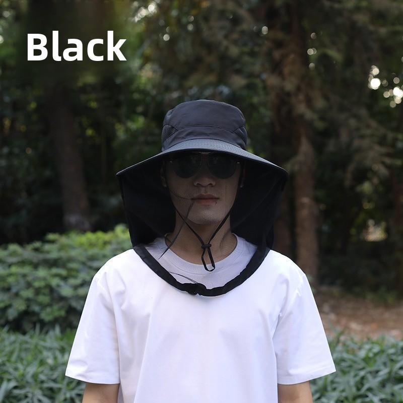 Mesh face mask mosquito-proof hat, sun protection hat, face covering for men and women, summer outdoor large brim UV protection for fishing and