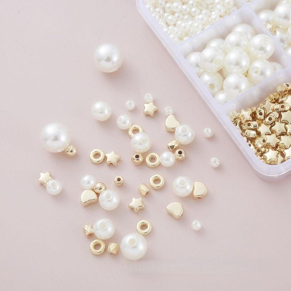 1890pcs 4/6/8/10/12mm Size DIY Bracelet Beads with Gold Beads Crafting Beads for Necklaces