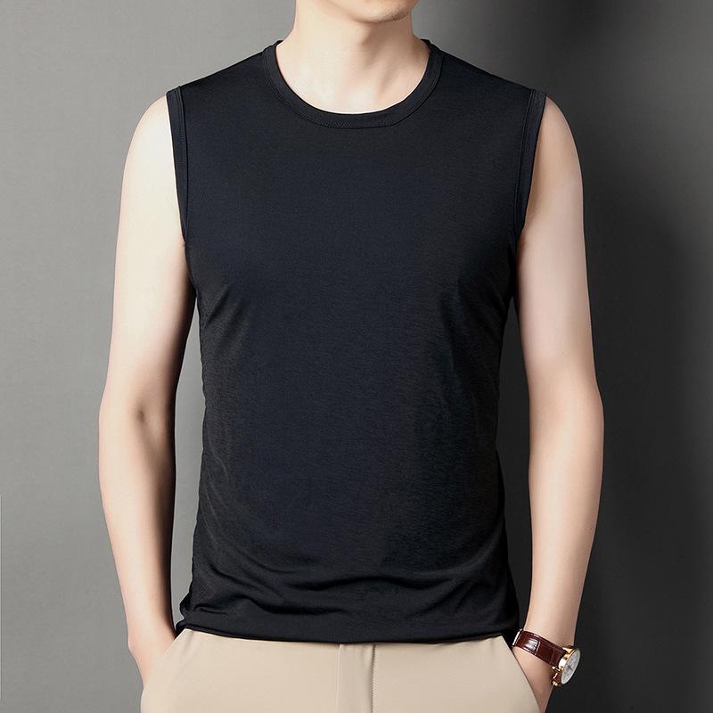 Summer New Middle-Aged Men's Short-Sleeved T-shirt Small V-neck Thin Business Cotton Men's Vest T-shirt