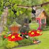 16 Oz Hummingbird Feeder Outdoor Hanging Hummingbird Feeder with 5 Flower Feeding Ports And Perch for Outside Garden Decor