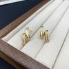 Серьги-пусеты из 14-каратного золота с цирконом и перламутром, модные, с темпераментом, роскошные, нишевые, универсальные, персонализированные