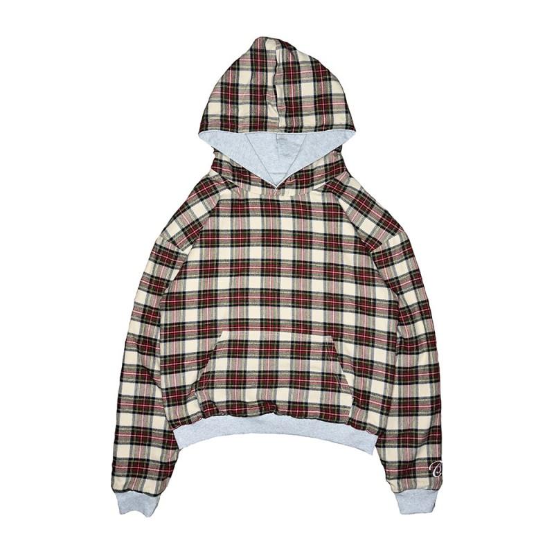 Fall Winter American Hip Hop Reversible Plaid Print Loose Hoodie Y2K Streetwear