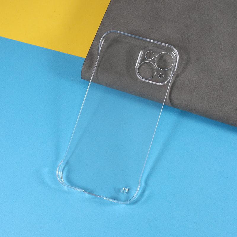 Твердый ПК чехол для телефона для iPhone 14, Безрамочный Кристально прозрачный Защищающий от царапин Чехол для мобильного телефона