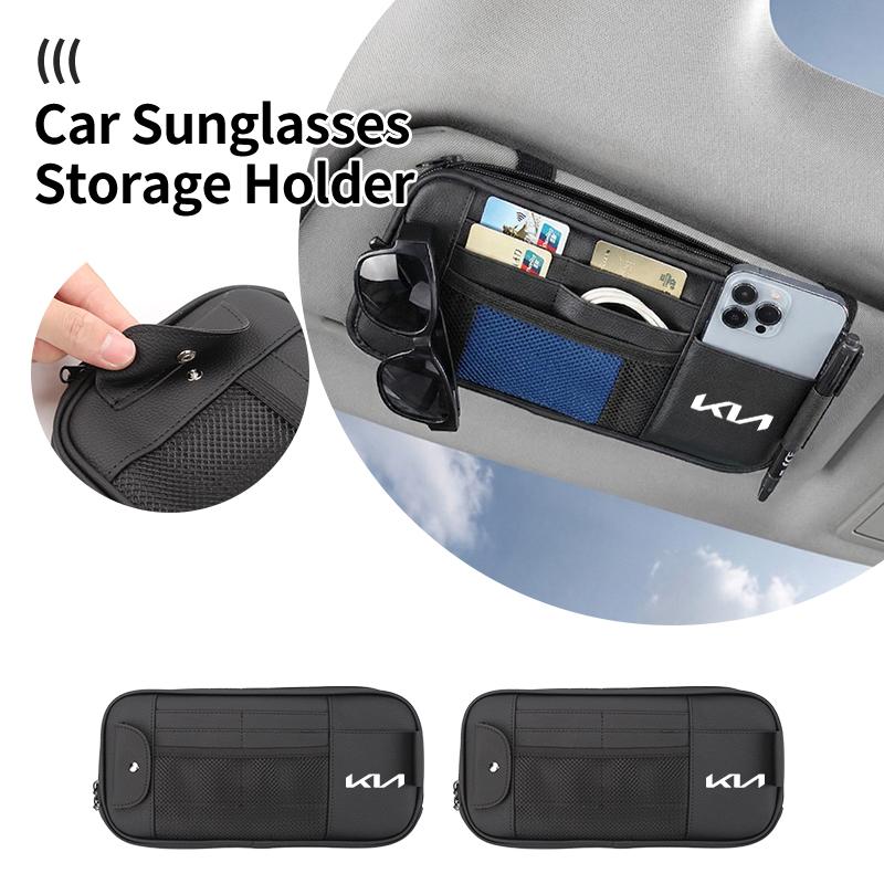 Car Sun Visor Organizer Sunglasses Holder Card Clip Bag Accessories For KIA Rio K5 Sportage Ceed Sorento Picanto Stinger Optima YB1