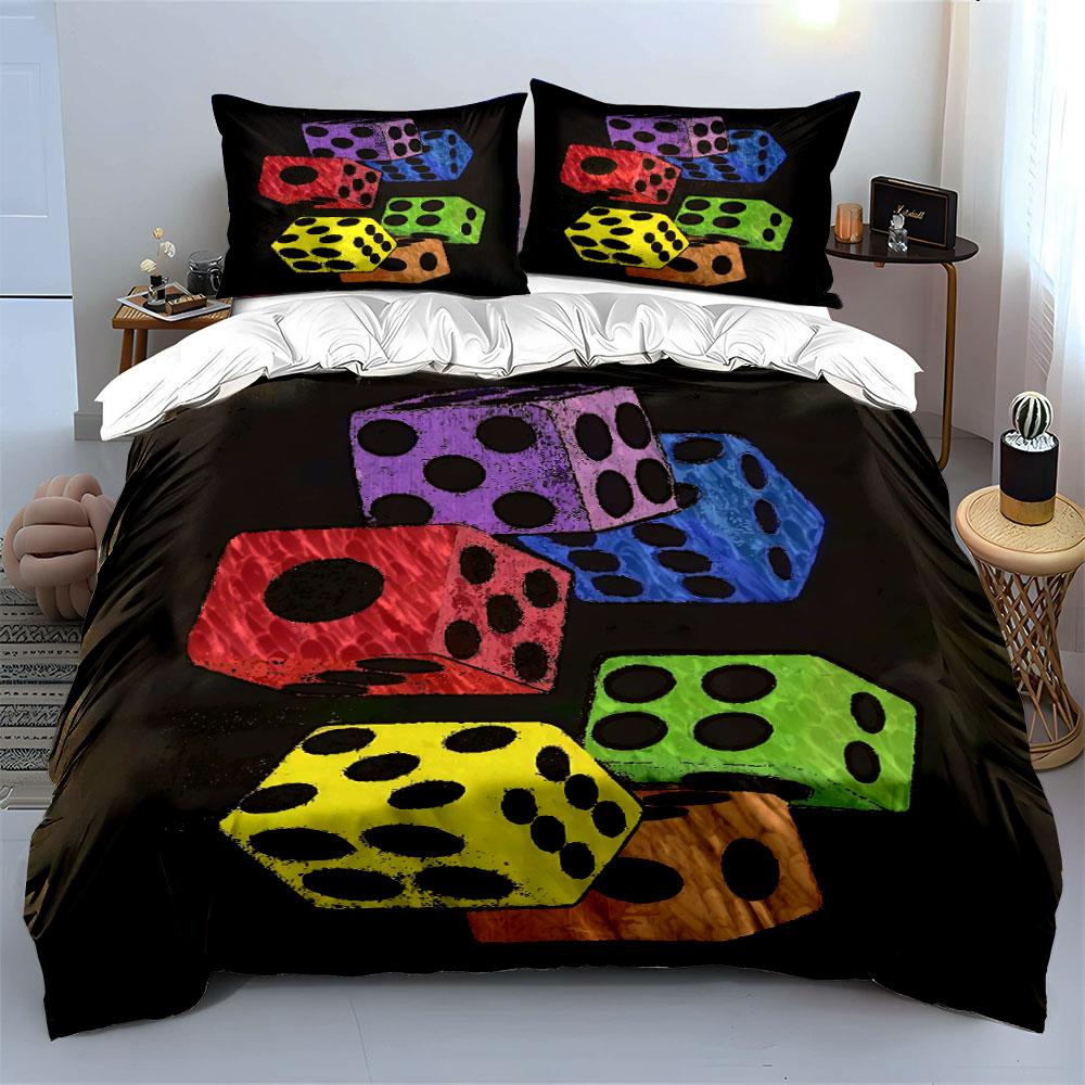 Colorful dice pattern. Bedding sets Duvet cover sets Duvet covers Pillowcases(1* Duvet Cover 2* Pillowcases without duvet insert)