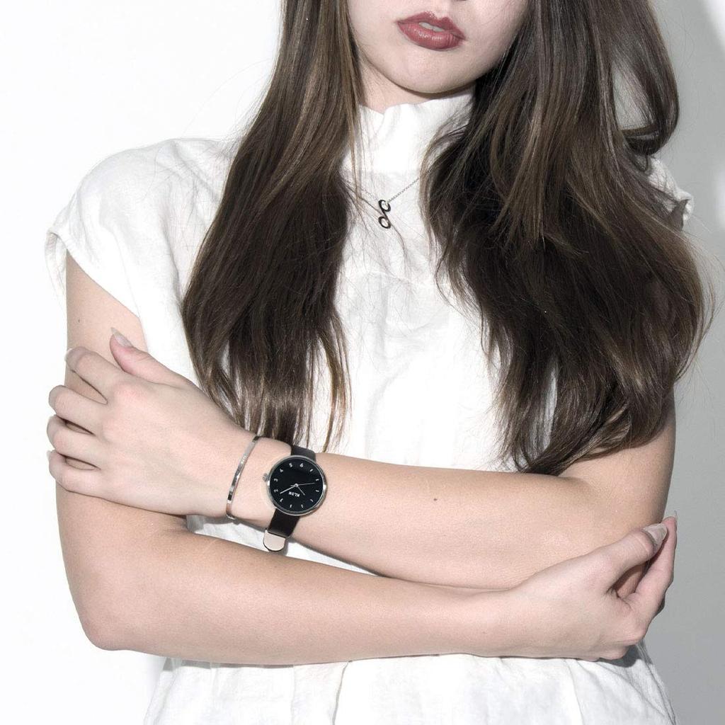 Klon Connection Elfin First Black 38mm Watch Stylish and Simple for Men and Women Watch, Surface, (First Only),