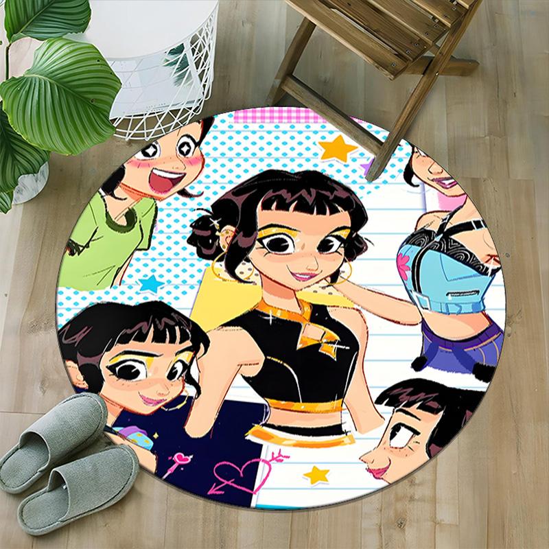 1pc KPop Demon Hunters29 Print Round Carpet Chair Round Carpet Suitable for Bedroom Living Room Home Decorative Carpet