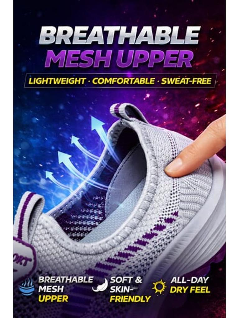 Мужские весенние кроссовки для ходьбы Flyknit на толстой подошве, удобные повседневные сетчатые слипоны, легкая обувь для повседневного ношения весь день