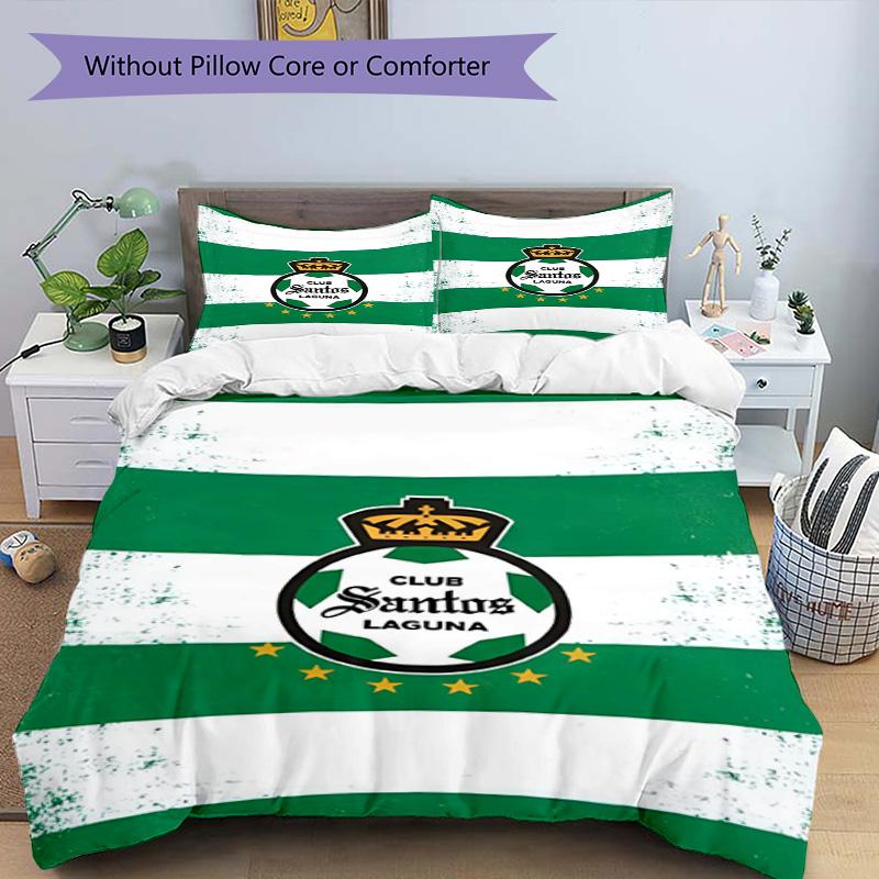 3pcs Duvet Cover Set (1*Duvet Cover + 2*Pillowcase, Without Core), Club Santos Laguna Print Bedding Set, Bedroom Decor, All‑Season, Birthday Gift
