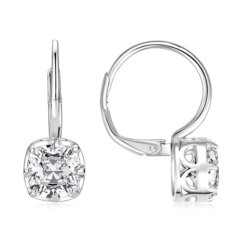 New Earrings High Quality Vintage Elegant 14K Gold Filled 7x7mm Cushion Zircon Classic Fat Square Halo Hoop Earrings for Women