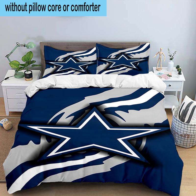 Dallas Cowboys 3PCS Bedding Set 2D Printing (Includes 1 Duvet Cover + 2 Pillowcases Coreless), Bedroom decor,Fan gift