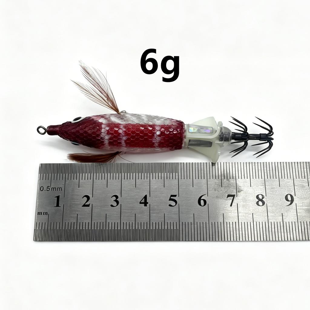 Rotating-tail Squid Jigging Lures with Propeller Cuttlefish Luminous Shrimp Bait Jigs Squid Hook Fishing Octopus Squid Lure